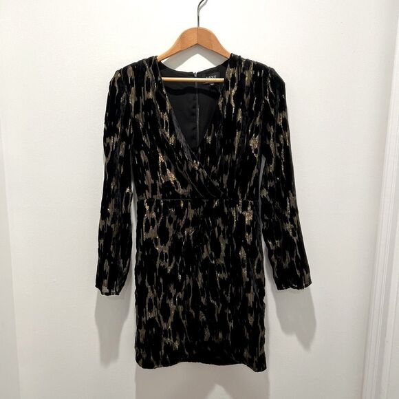 Bardot Ariela Mini Faux Wrap Long Sleeve Cocktail V Neck Dress Size 6 Small - Picture 3 of 9